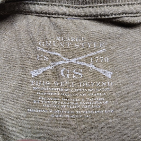 Grunt Style Shirt Mens XL Green Graphic Gas Mask American Flag Sleeve Ghost - Picture 3 of 8